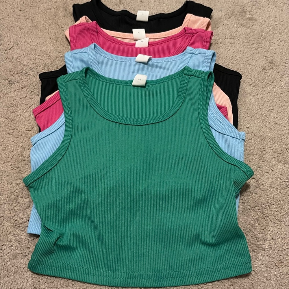 SHEIN Colorful Ribbed Tank Tops Set